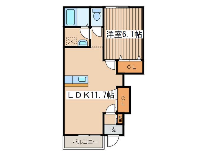 ファインハイムSATO I(1LDK/1階)の間取り写真