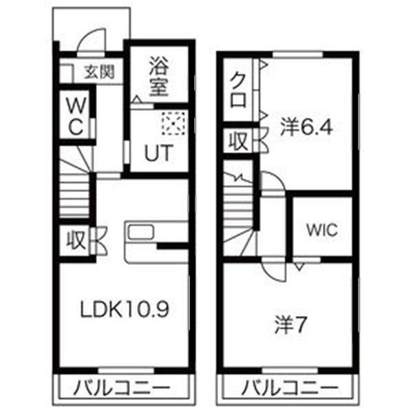 グランドゥールI(2LDK/1階)の間取り写真