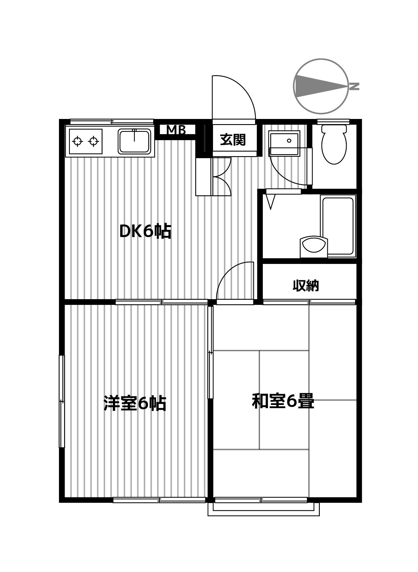 ハイツイースト(2DK/2階)の間取り写真