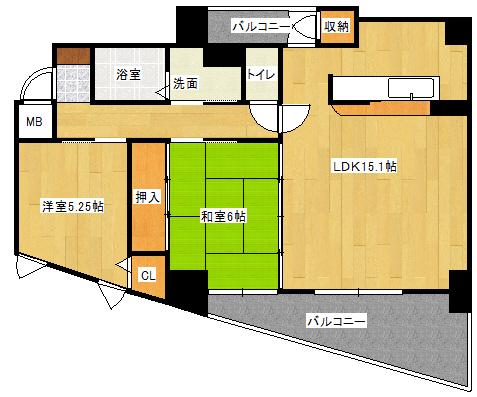 ダイアモンドビュー(2LDK/3階)の間取り写真