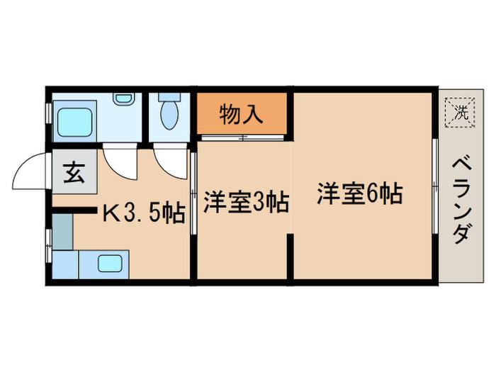 マンション山科A棟(2K/2階)の間取り写真