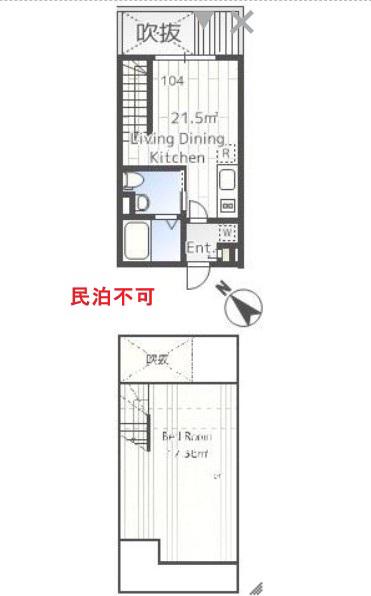 礼ゼロ  メゾネット LAPIS西新宿 OD(1LDK/1階)の間取り写真