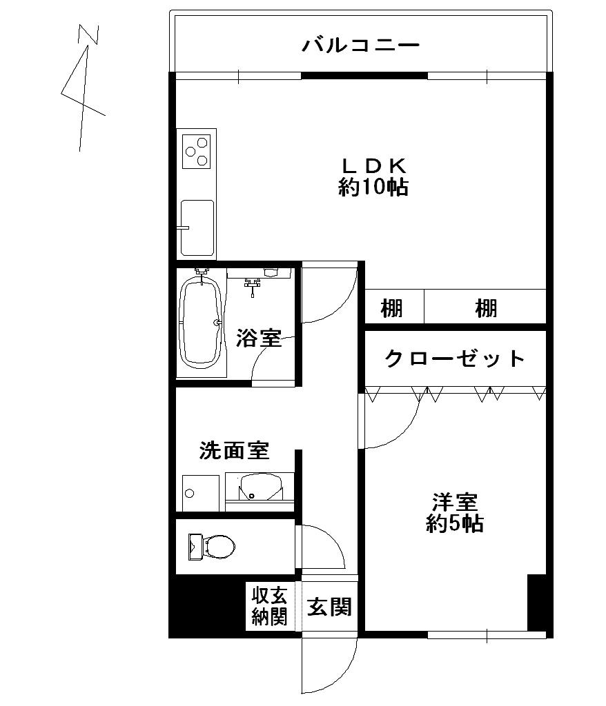 ライオンズマンション芦屋西蔵町(1LDK/4階)の間取り写真