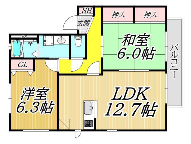 グリーンガーデン(2LDK/2階)の間取り写真