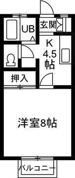 メゾンパスポートA(1K/1階)の間取り写真