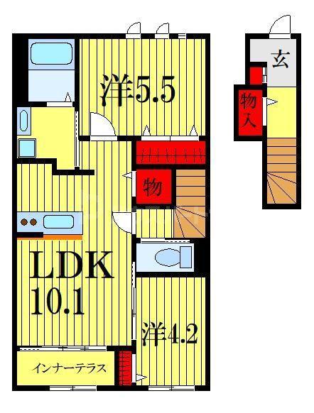 ジュール ド フロレゾンH(2LDK/2階)の間取り写真