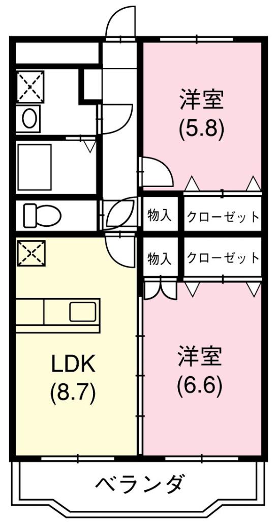 ラフィネ(2LDK/3階)の間取り写真