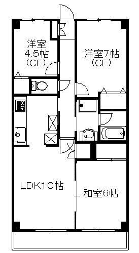 オークハウス(3LDK/4階)の間取り写真