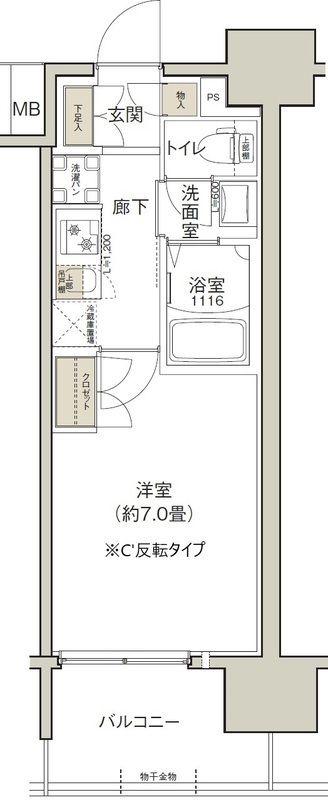 クレストコート靱公園(1K/12階)の間取り写真