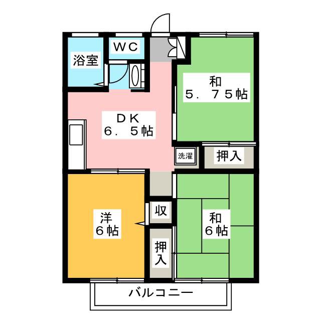 グレースコートI(3DK/1階)の間取り写真