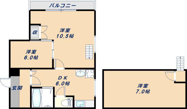 寿ビル(3DK/2階)の間取り写真