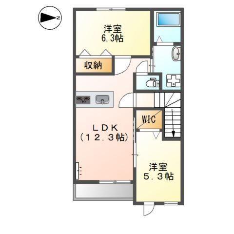 ラ・カサブランカ(2LDK/2階)の間取り写真