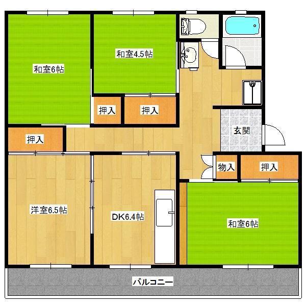 マンション岡田(4DK/1階)の間取り写真