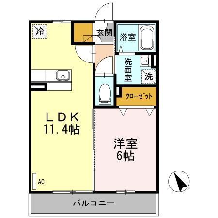 スリー・スター II号館(1LDK/2階)の間取り写真