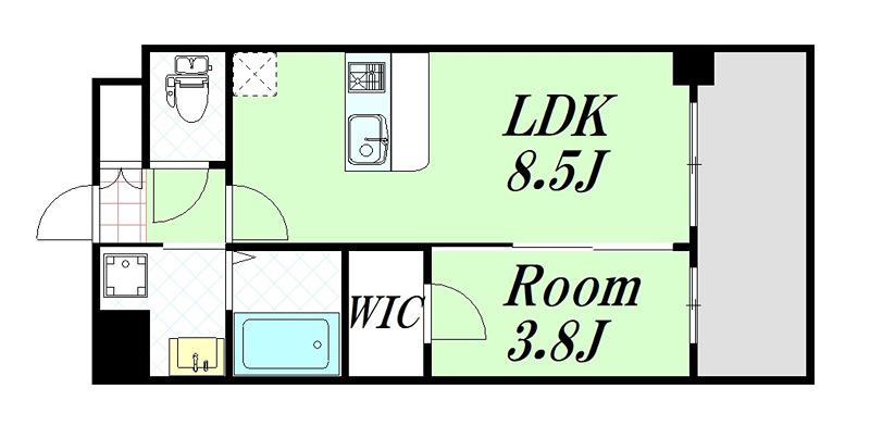 エスリード江坂アルテリア(1LDK/3階)の間取り写真