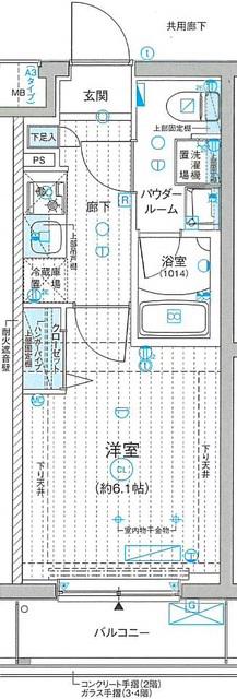 メインステージ立川III(1K/2階)の間取り写真