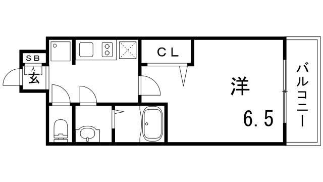 プレサンス THE神戸(1K/5階)の間取り写真