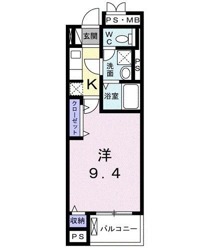 サフィア花小金井(1K/4階)の間取り写真