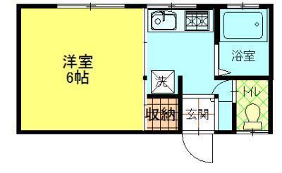 ベルハウス(1K/2階)の間取り写真