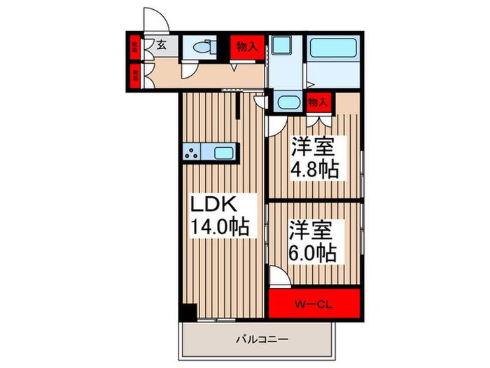 RICOTT URAWA(2LDK/1階)の間取り写真