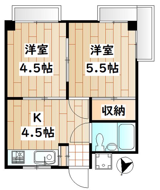 宮崎台田園マンション(2K/1階)の間取り写真