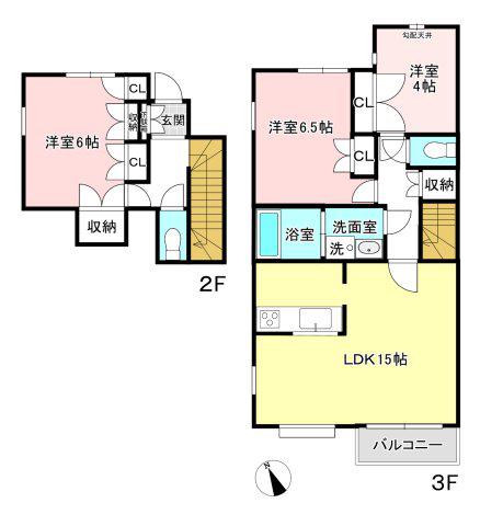 平成ハイツ(3LDK/2階)の間取り写真