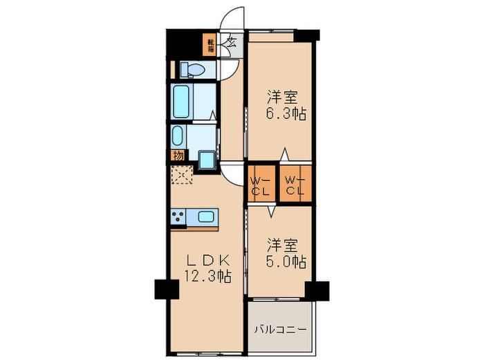 APエルテージ地行(2LDK/6階)の間取り写真