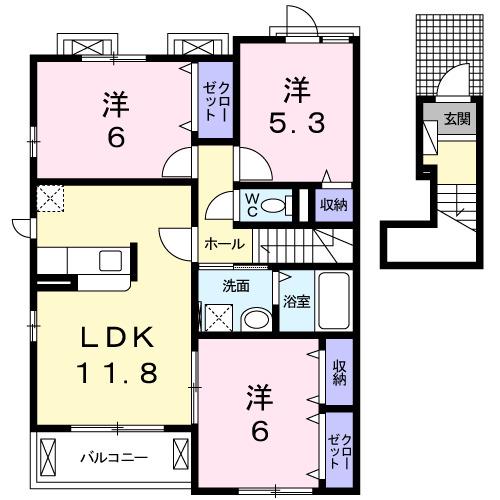 エミネンス長船 I(3LDK/2階)の間取り写真