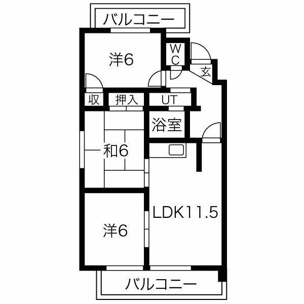 アートエリアSK(3LDK/3階)の間取り写真