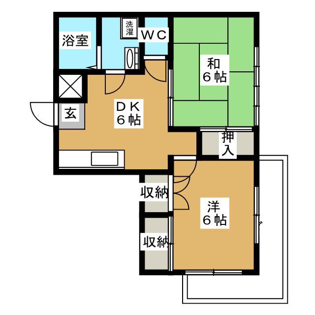 モンシャトー小金井成和(2DK/3階)の間取り写真