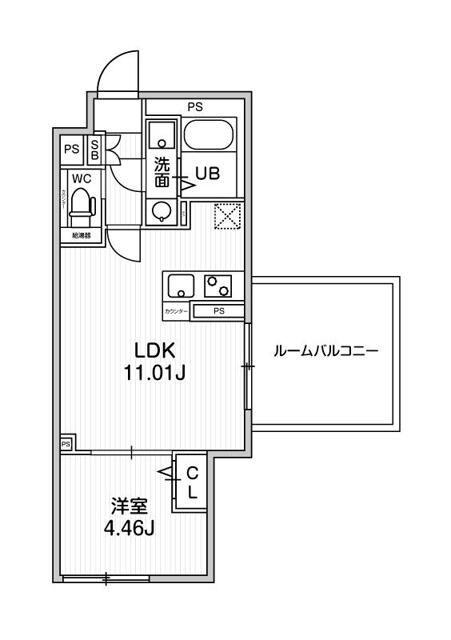 ALTERNA早稲田(1LDK/4階)の間取り写真