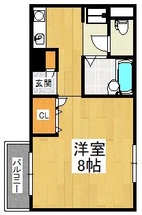 カーサ寺池(1K/2階)の間取り写真
