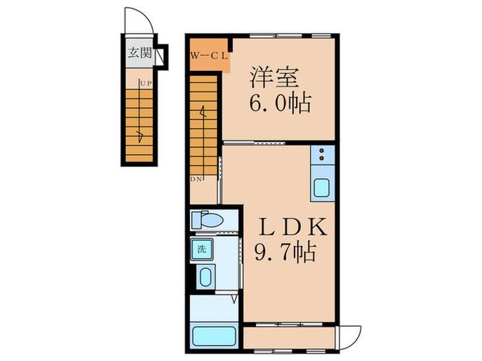 LA PACE(1LDK/2階)の間取り写真
