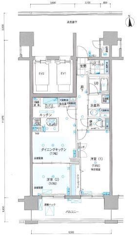 ロイヤルパークス荻窪(2DK/4階)の間取り写真