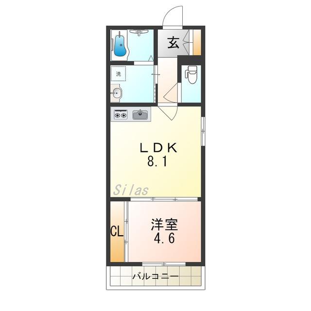 SOAR MORINOMIYA(1LDK/4階)の間取り写真