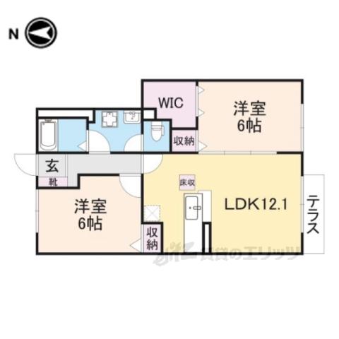 エストアロッジオⅡ(2LDK/1階)の間取り写真