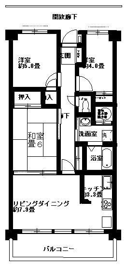 グランコート東金(3LDK/2階)の間取り写真