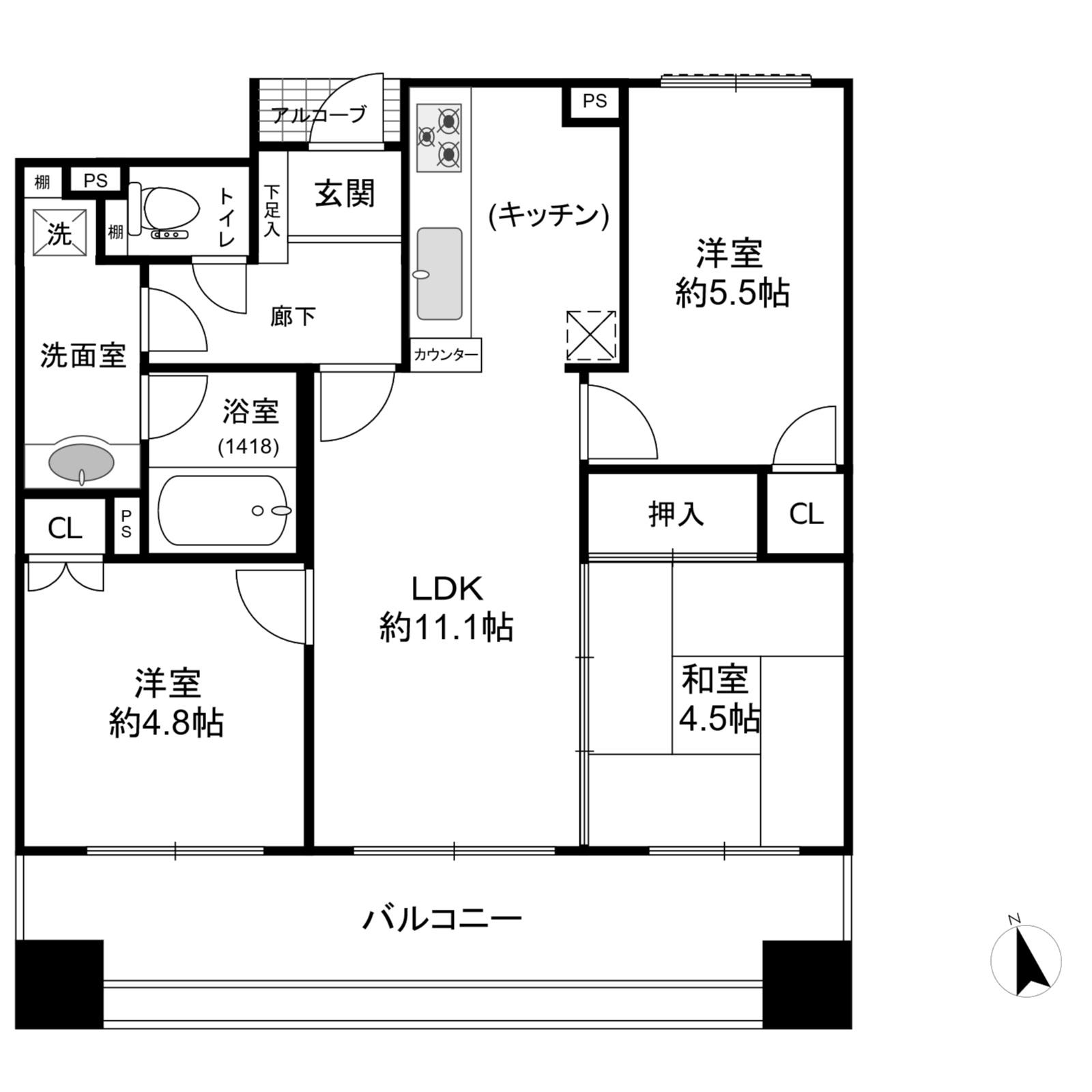 サンワプラザ大手前通(3LDK/6階)の間取り写真