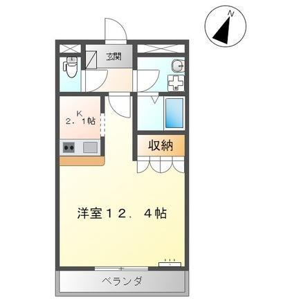 ロマンB棟(ワンルーム/2階)の間取り写真