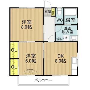 エルーテハウス(2DK/2階)の間取り写真