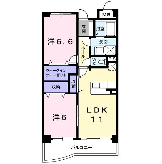 フォレストパレス5番館(2LDK/3階)の間取り写真