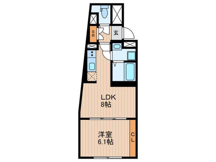 ベリエ羽田ウエスト(1LDK/2階)の間取り写真