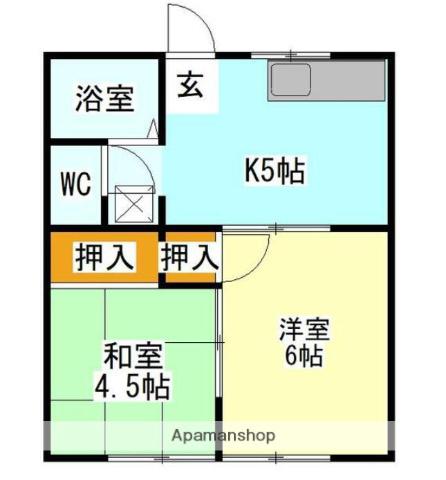 ドリームハイム(2K/1階)の間取り写真