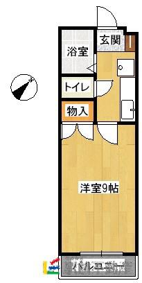 パレスJJ(1K/4階)の間取り写真