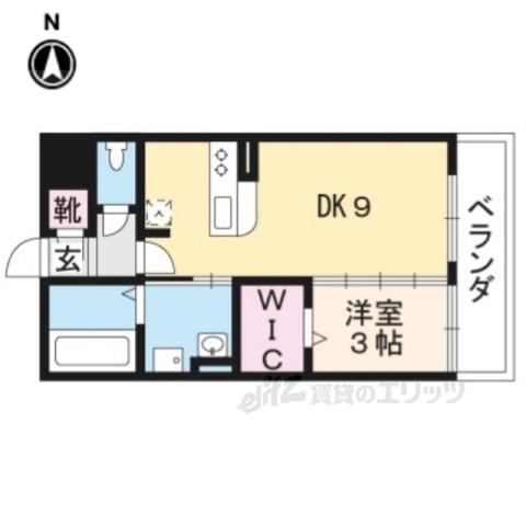 ルミエール京都(1DK/1階)の間取り写真