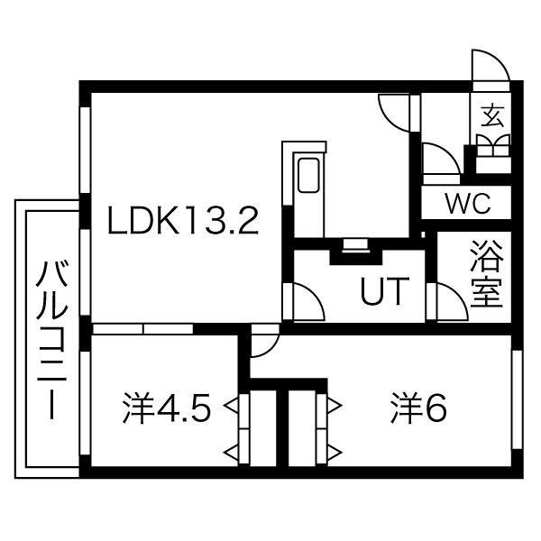 SUPREME(2LDK/4階)の間取り写真