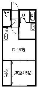 ヒノキ西7条A(1DK/1階)の間取り写真
