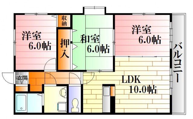 シャンペトル(3LDK/3階)の間取り写真