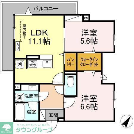 ホープハイツ(2LDK/2階)の間取り写真
