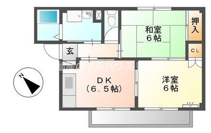 グランデージ小田渕A(2DK/1階)の間取り写真